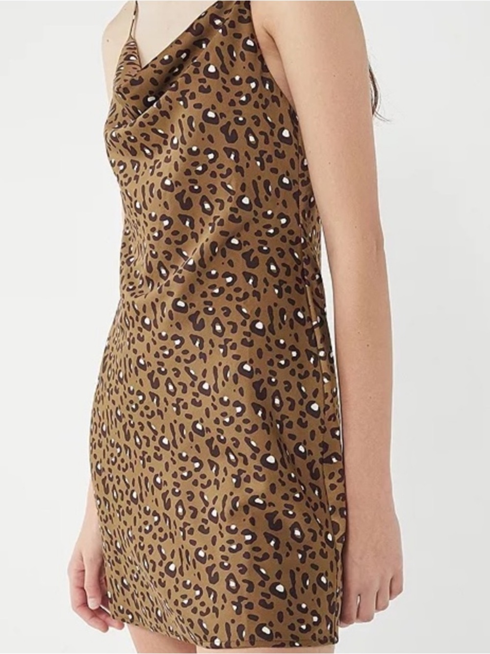 Urban Outfitters UO Mallory Cowl Neck Slip Dress - Green Leopard